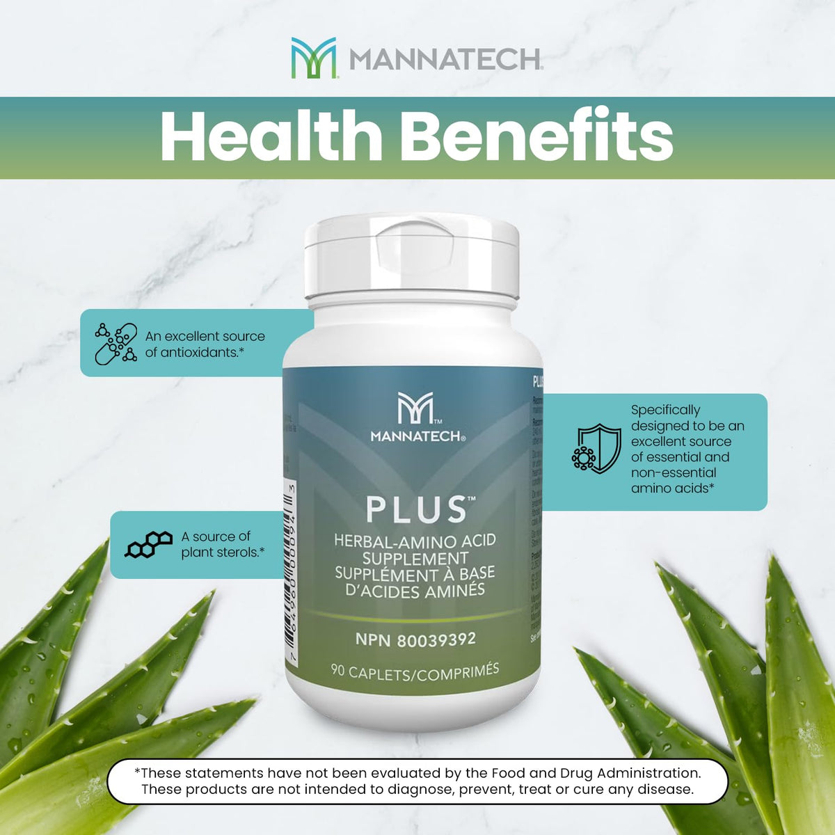 Mannatech Plus 90 complément alimentaire, vue de côté