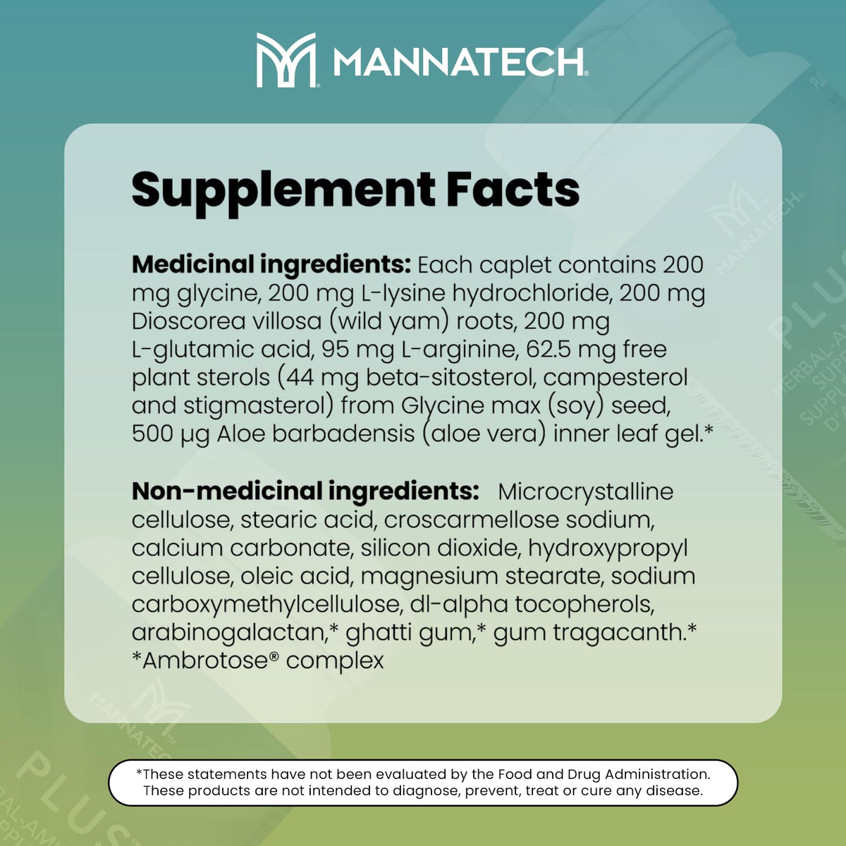 Mannatech Plus 90 emballage avec informations nutritionnelles