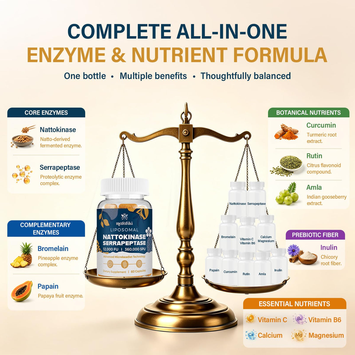 Marafiki Nattokinase 12 000 FU Liposomal capsules végétaliennes sur fond blanc