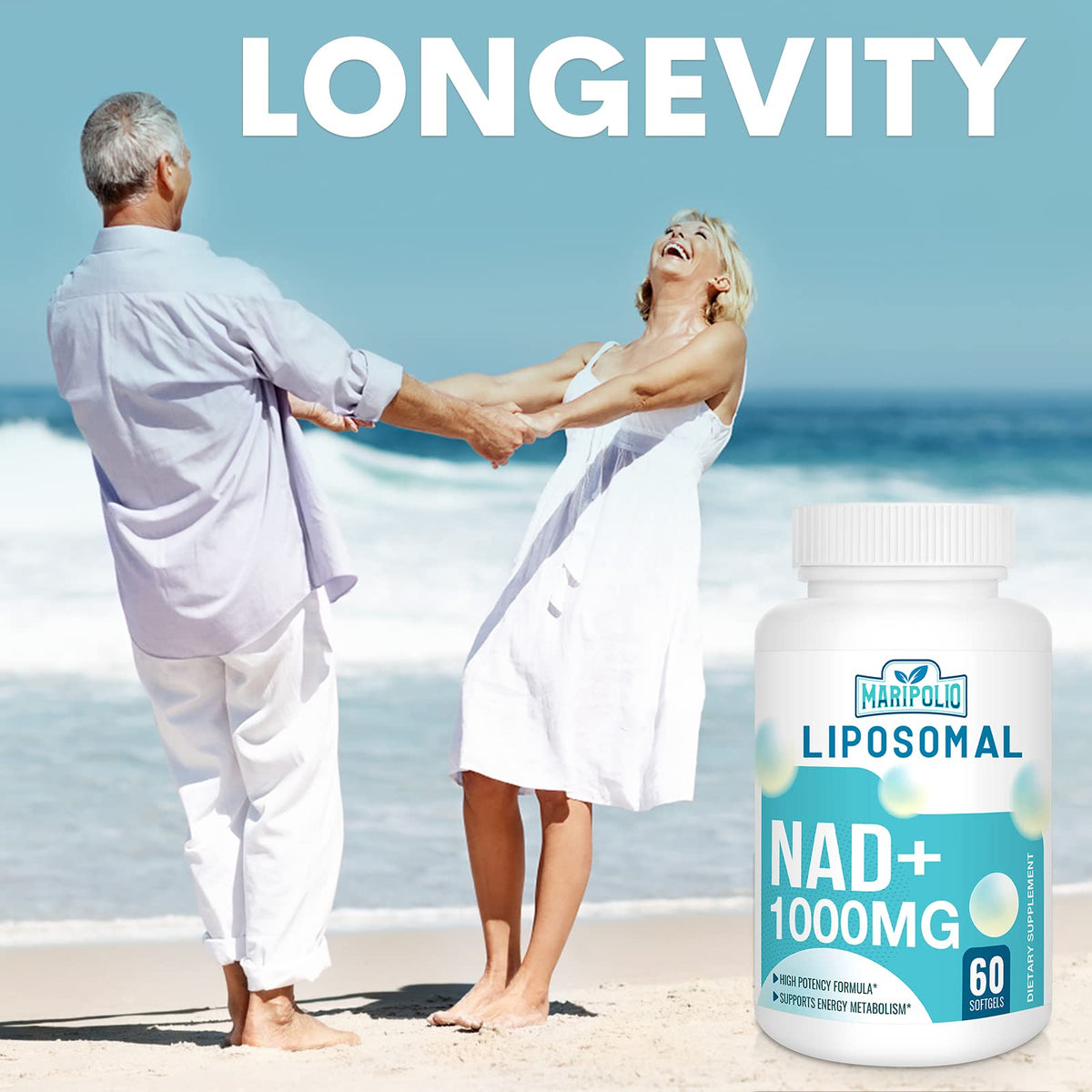 Maripolio NAD+ Liposomal 1000 mg softgel ouverte