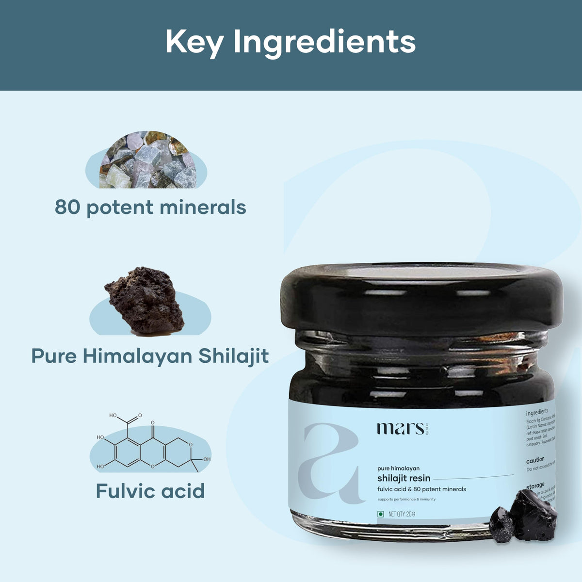 mars by GHC Résine de Shilajit Himalayen 15g avec étiquette