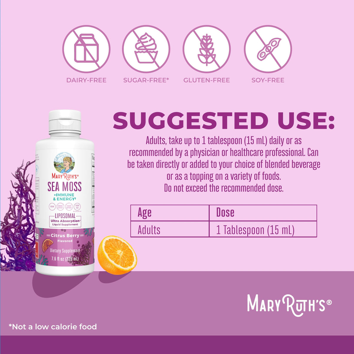 MARYRUTH'S Complément Alimentaire à la Mousse de Mer 140mg bouteille ouverte