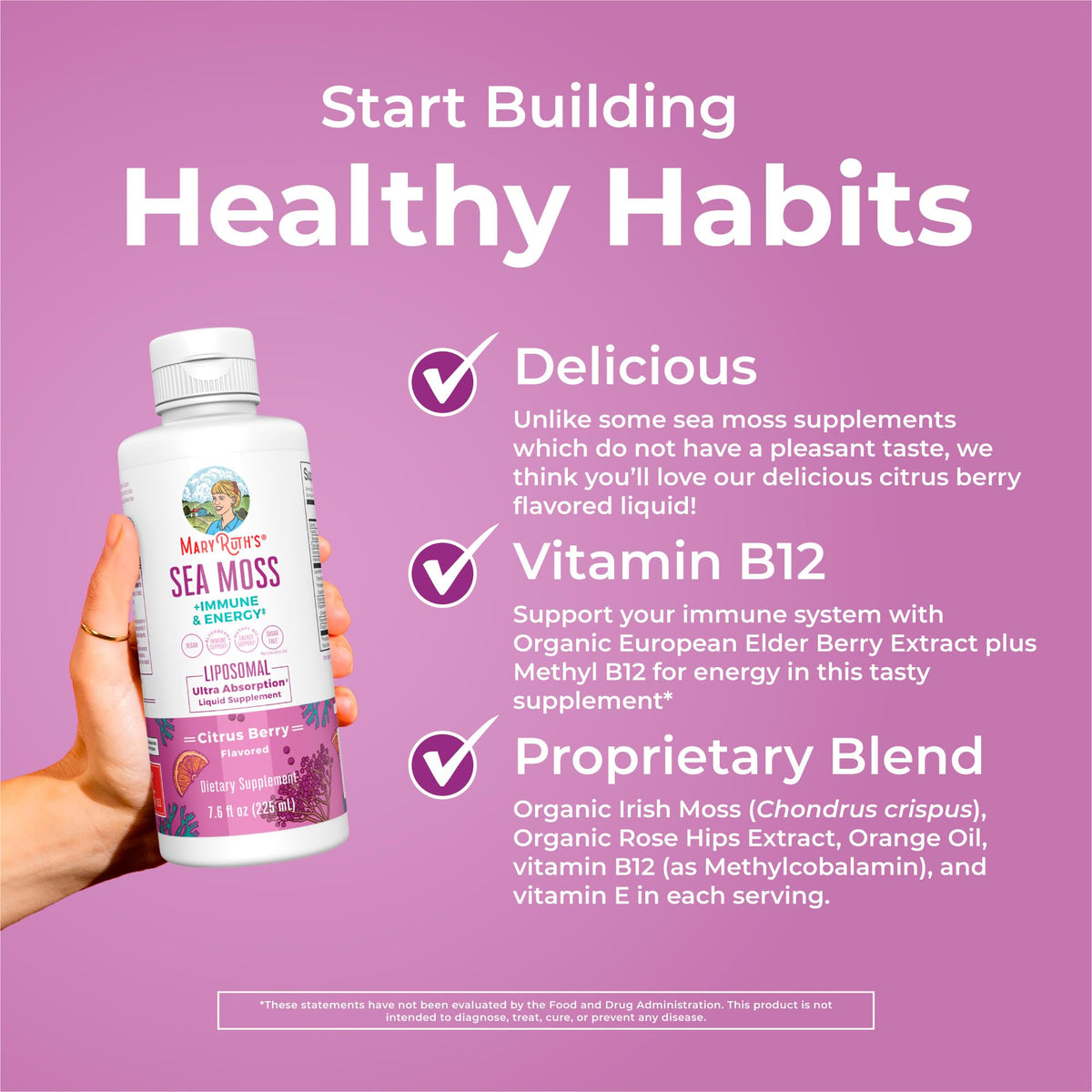 MARYRUTH'S Complément Alimentaire à la Mousse de Mer 140mg sur une table