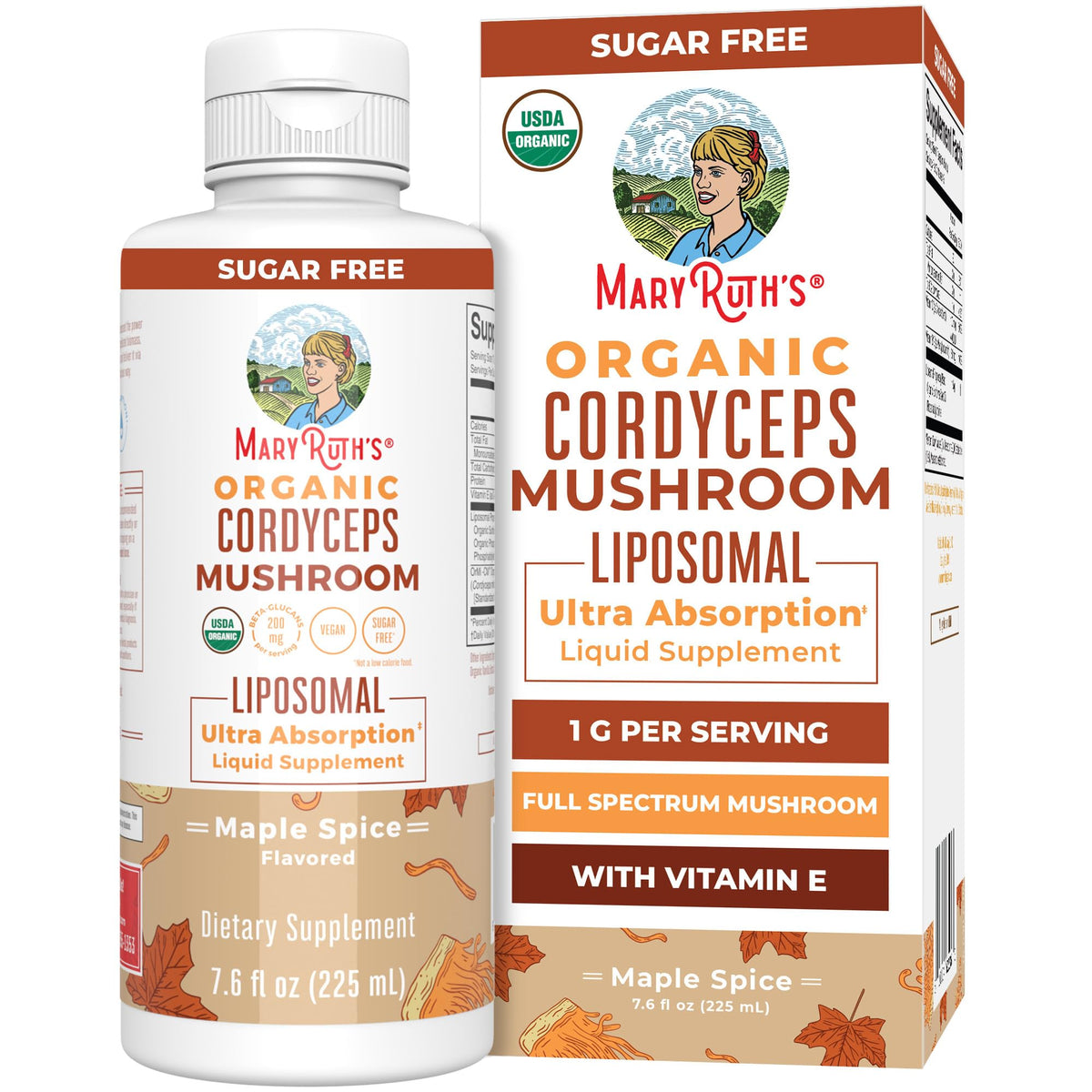 MARYRUTH'S Complément Alimentaire Champignon Cordyceps Bio 200mg, vue avant