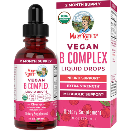 MARYRUTH'S Complexe de Vitamines B 91g flacon avant avec étiquette cerise
