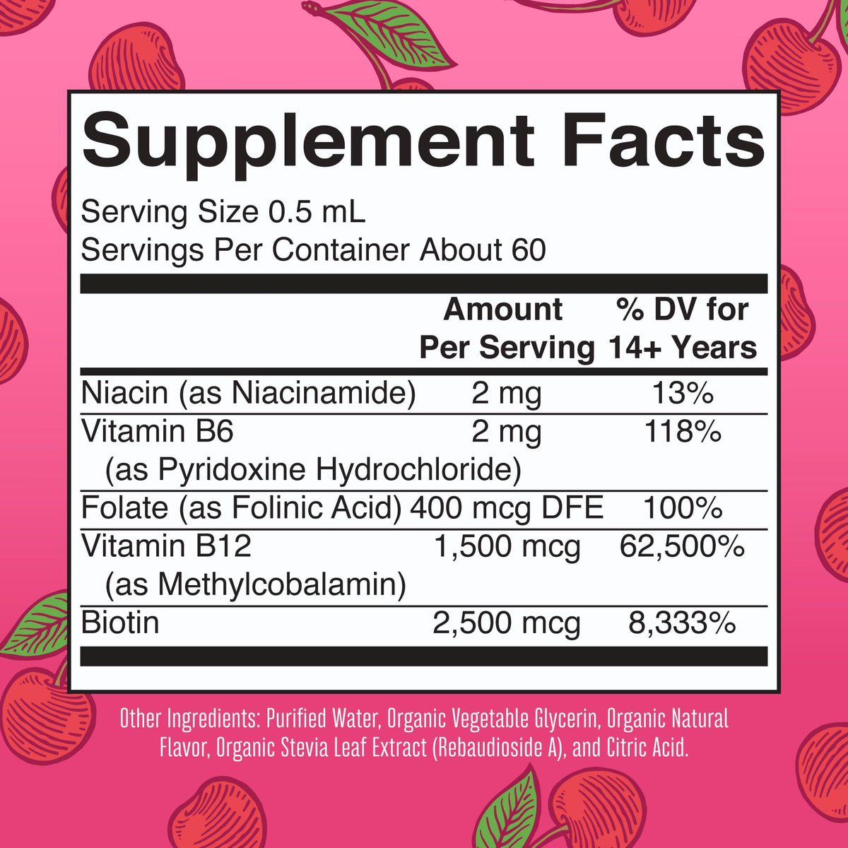 MARYRUTH'S Complexe de Vitamines B 91g gouttes cerise sur une table