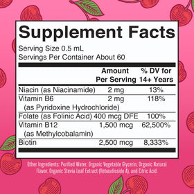 MARYRUTH'S Complexe de Vitamines B 91g gouttes cerise sur une table