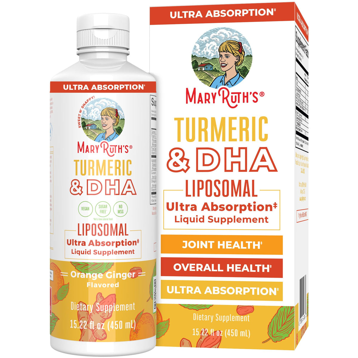 MARYRUTH'S Curcuma & DHA Liposomal 520mg bouteille avant