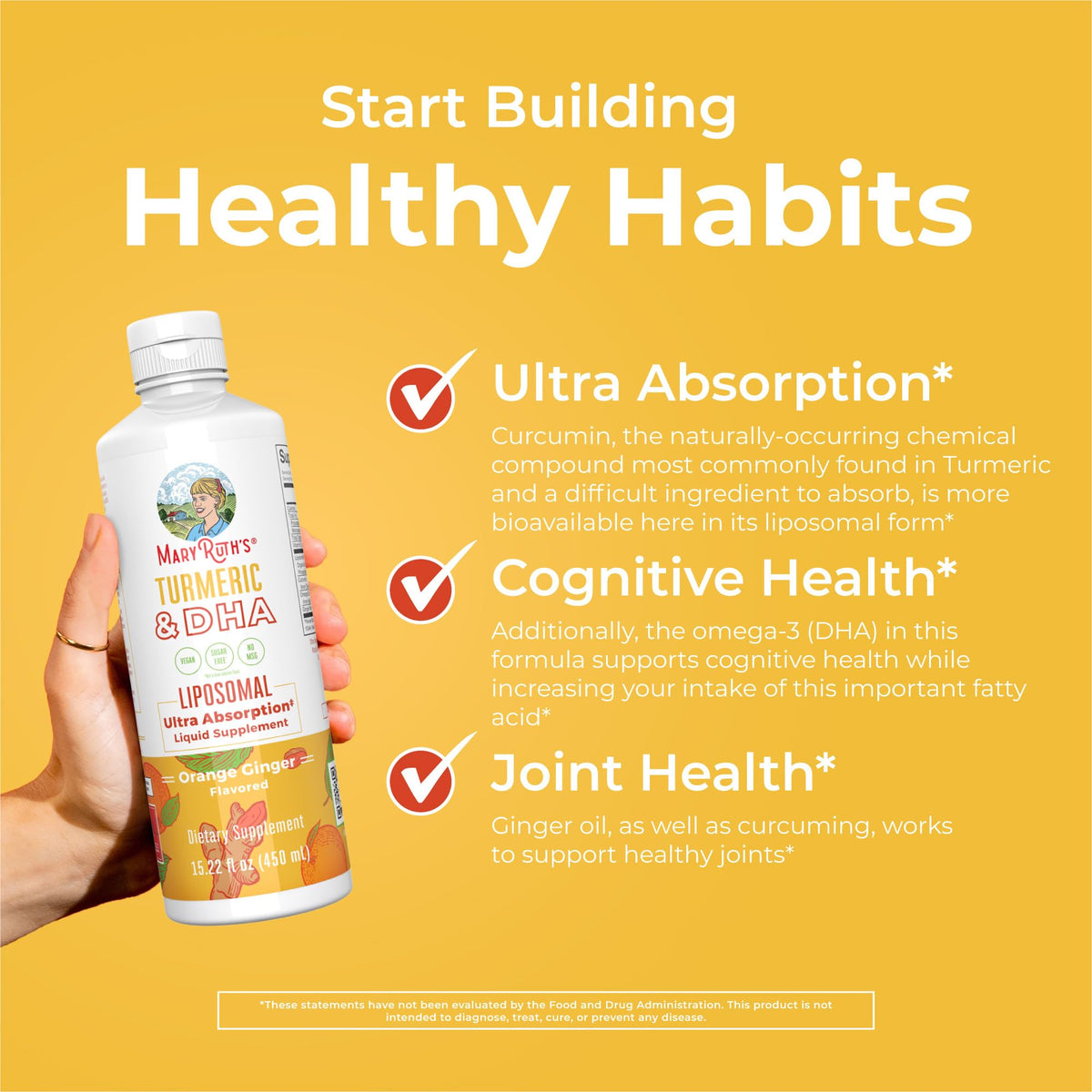 MARYRUTH'S Curcuma & DHA Liposomal 520mg côté gauche