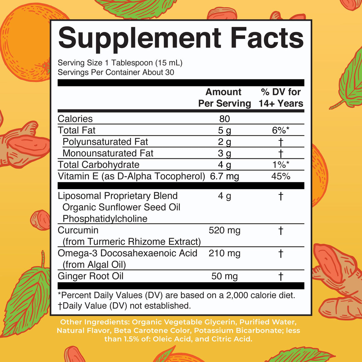 MARYRUTH'S Curcuma & DHA Liposomal 520mg étiquette