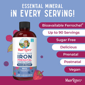 MARYRUTH'S Fer Liquide Prénatal & Postnatal sur une table