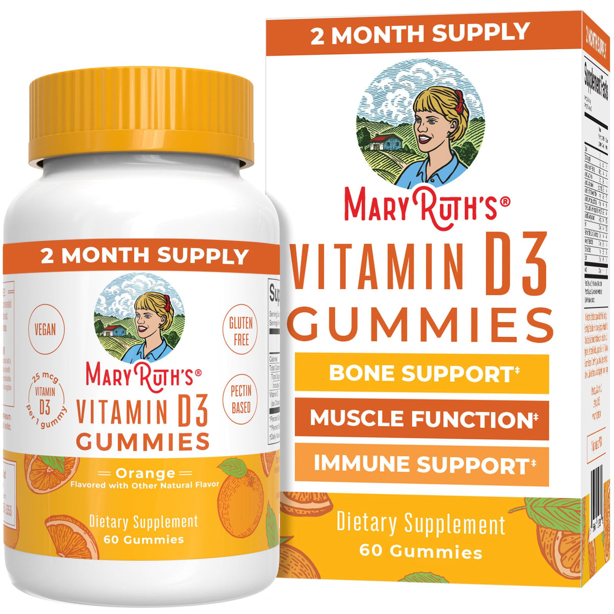 MARYRUTH'S Gummies de Vitamine D3 Vegan 60 Servings vue de face