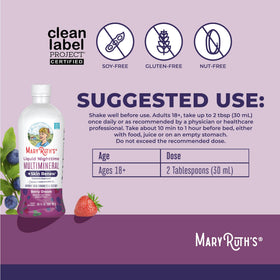 MARYRUTH'S Multimineral Liquide Nuit 30 Portions, verre avec liquide à côté de la bouteille