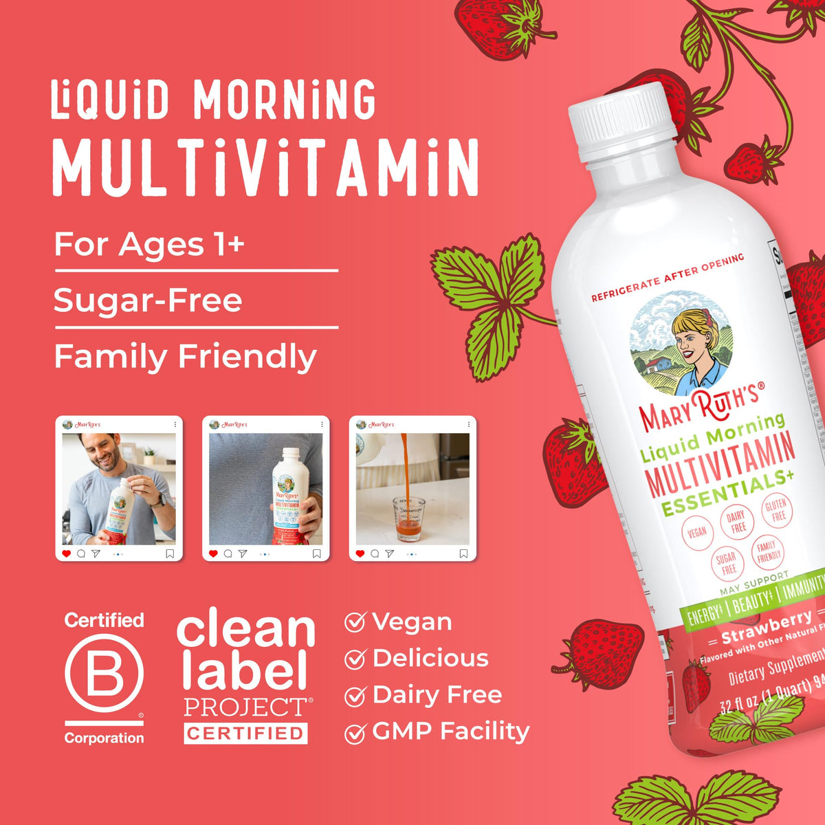 MaryRuth's Multivitamine Liquide Matinal avec des fruits frais