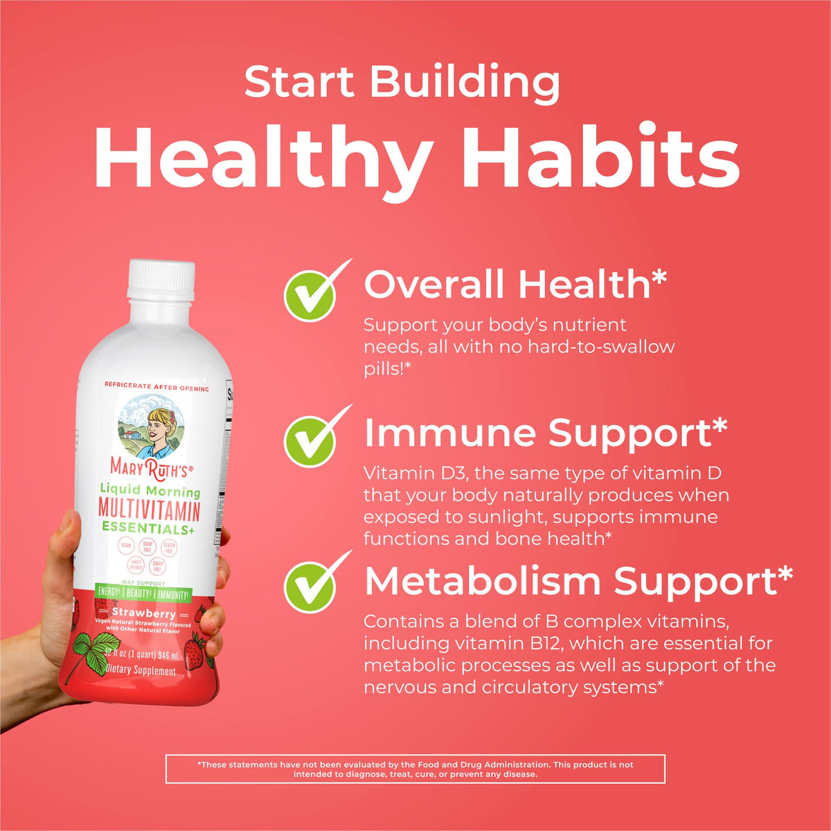 MaryRuth's Multivitamine Liquide Matinal avec verre de smoothie