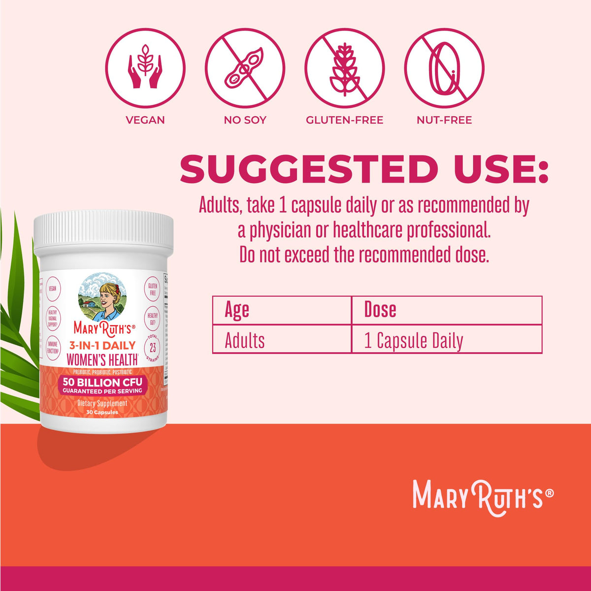 MARYRUTH'S Probiotiques 3-en-1 capsules avec étiquette