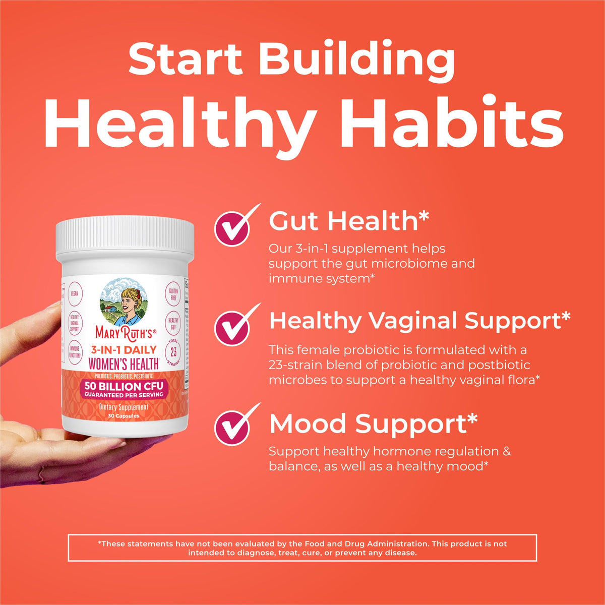 MARYRUTH'S Probiotiques 3-en-1 capsules ouvertes