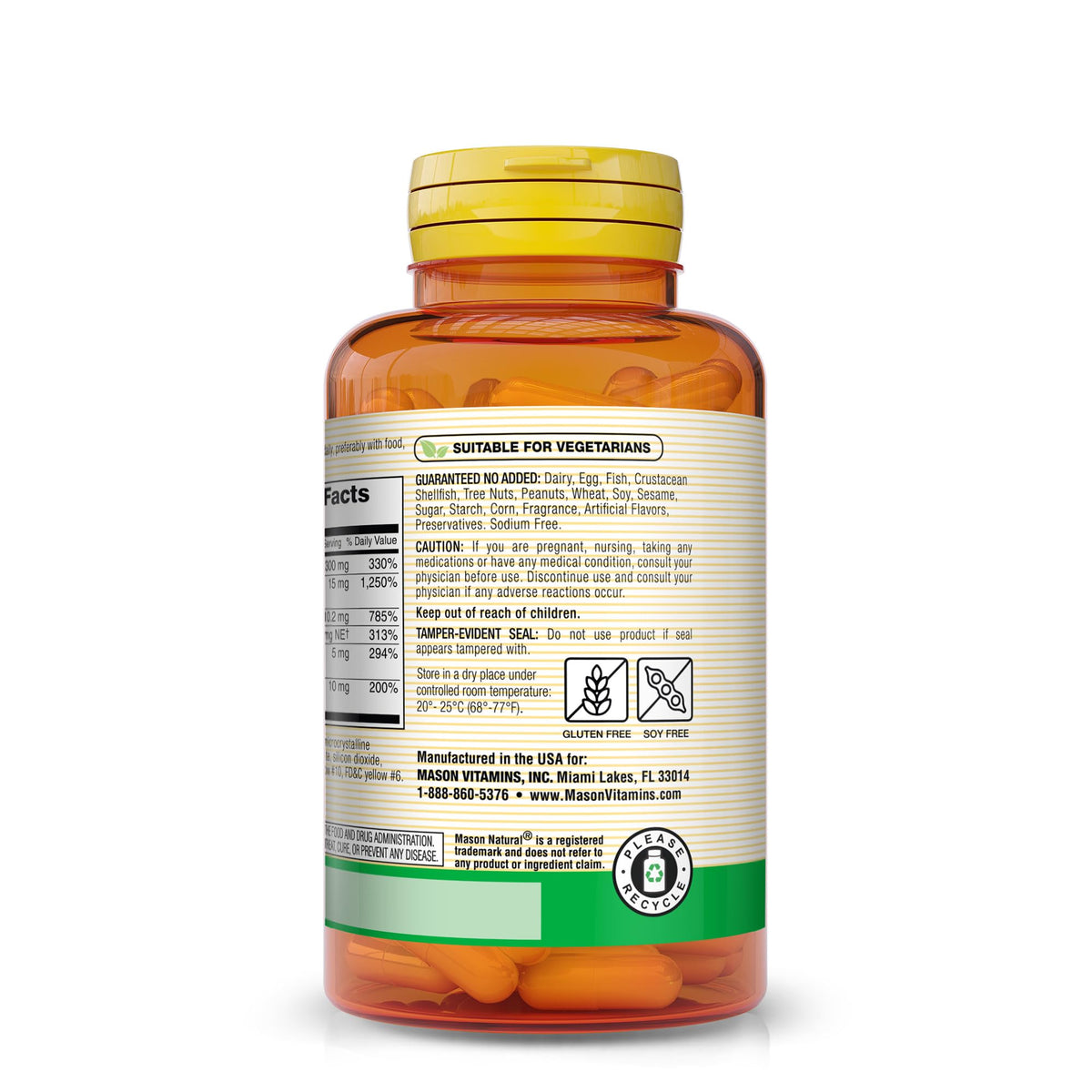 MASON NATURAL B-Complex avec Vitamine C, étiquette du produit