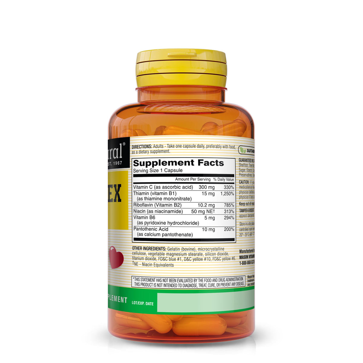 MASON NATURAL B-Complex capsules, vue de côté montrant la taille