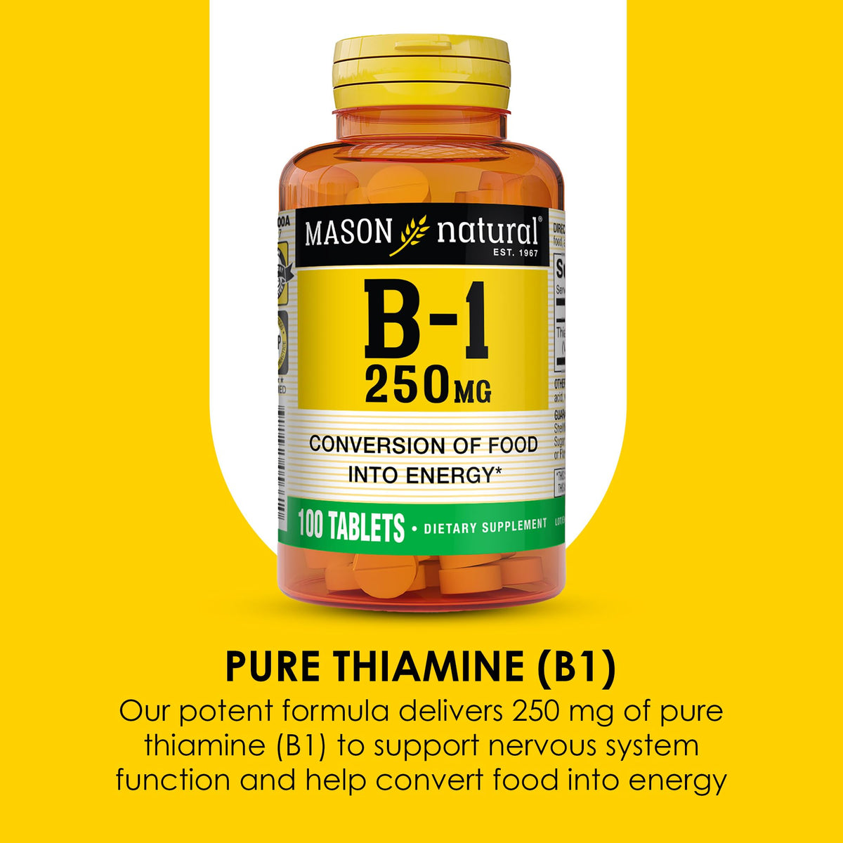 MASON NATURAL B1 Thiamine 250 mg comprimés avec dosage de 250 mg