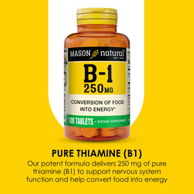 MASON NATURAL B1 Thiamine 250 mg comprimés avec dosage de 250 mg