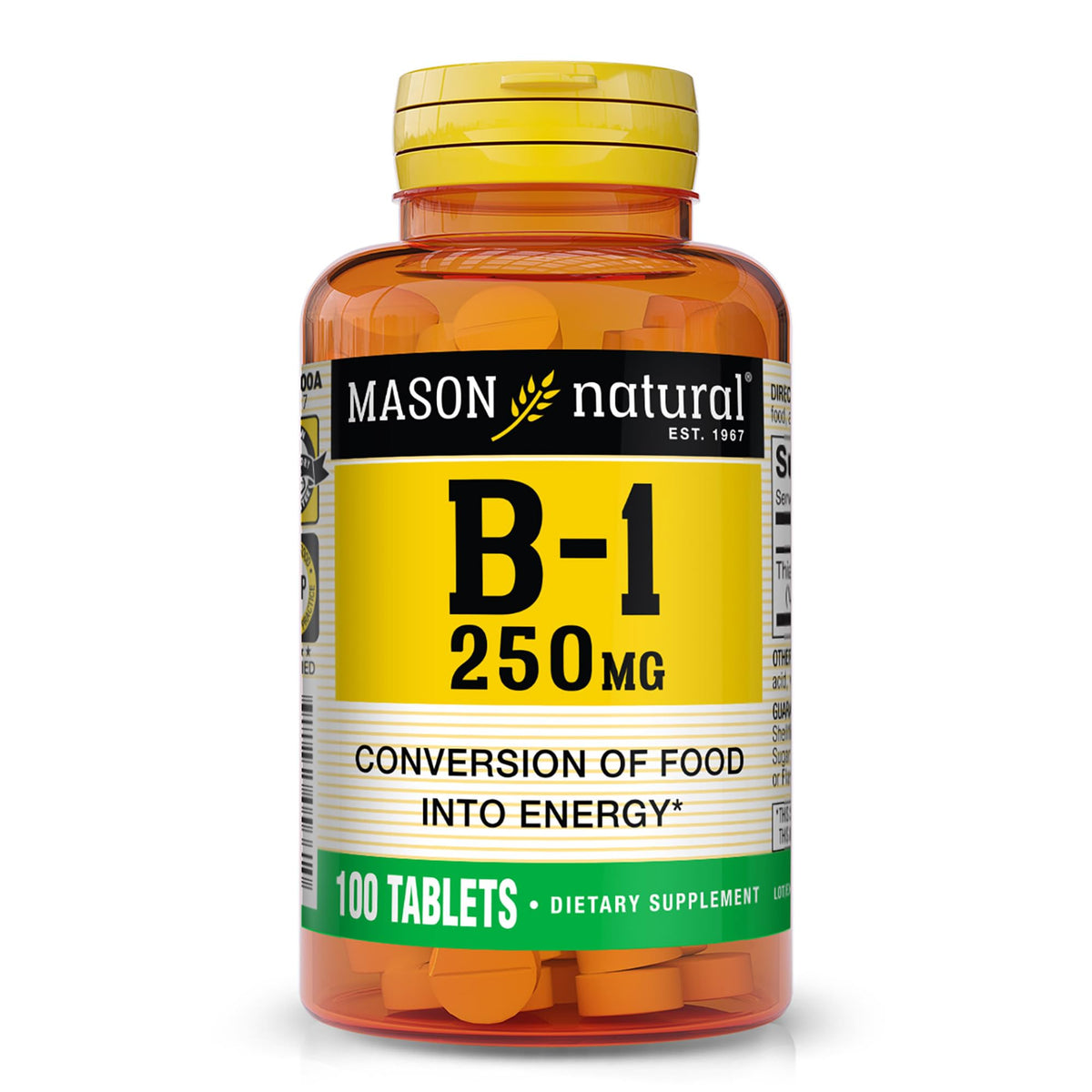 MASON NATURAL B1 Thiamine 250 mg comprimés en bouteille vue de face