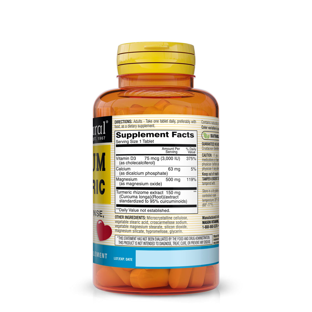 Mason Natural bouteille de 180 jours, étiquette détaillée