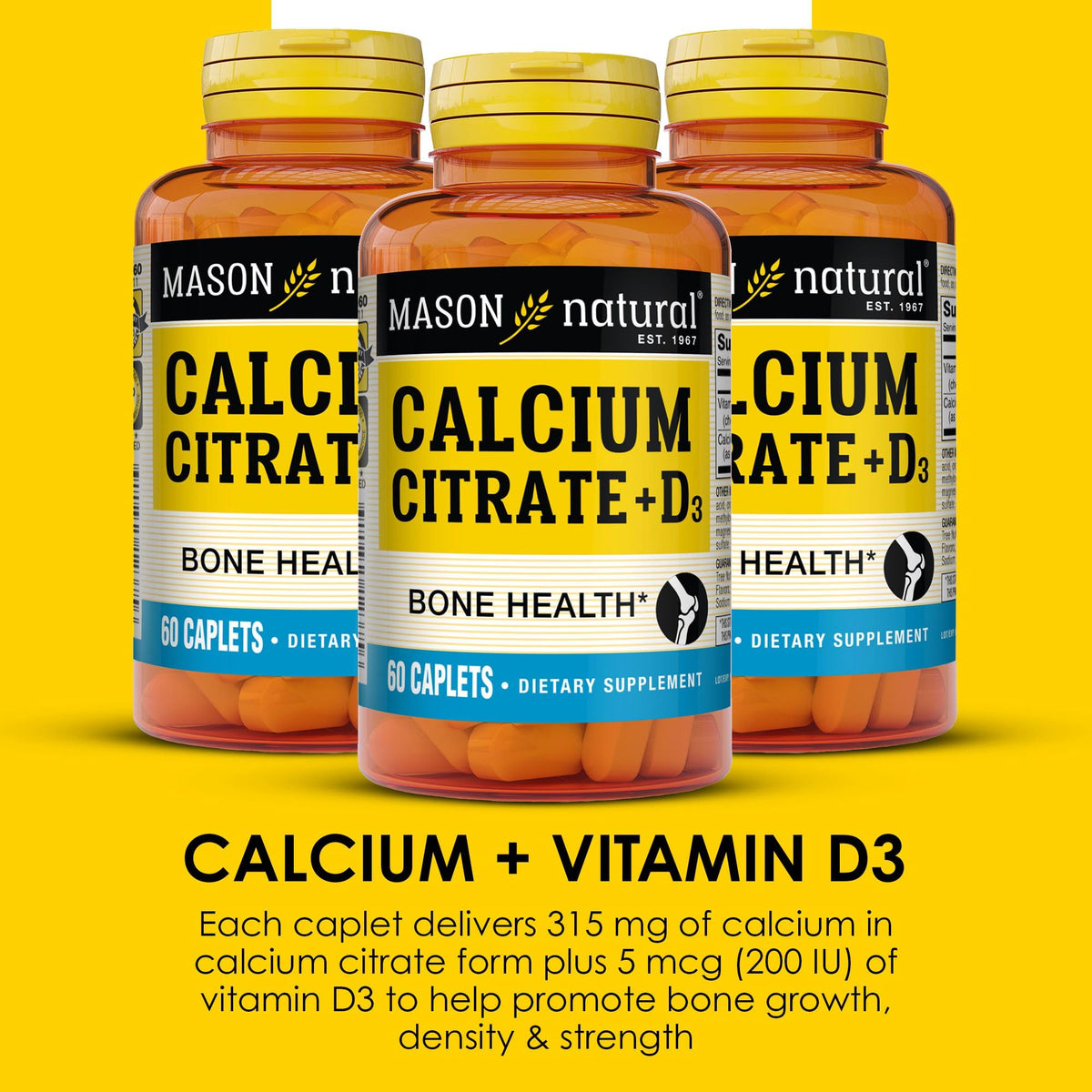 MASON NATURAL Calcium Citrate Plus Vitamine D3 format 3 mois