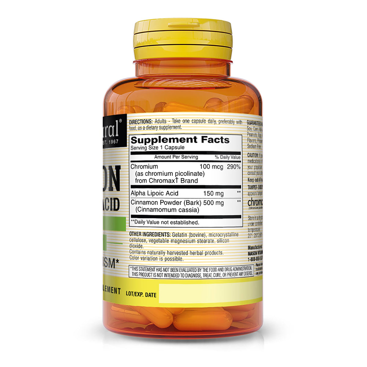 MASON NATURAL Complément Alimentaire à la Cannelle 500 mg vue de côté