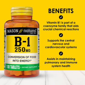 MASON NATURAL Complément Alimentaire B1 250 mg - Étiquette et ingrédients
