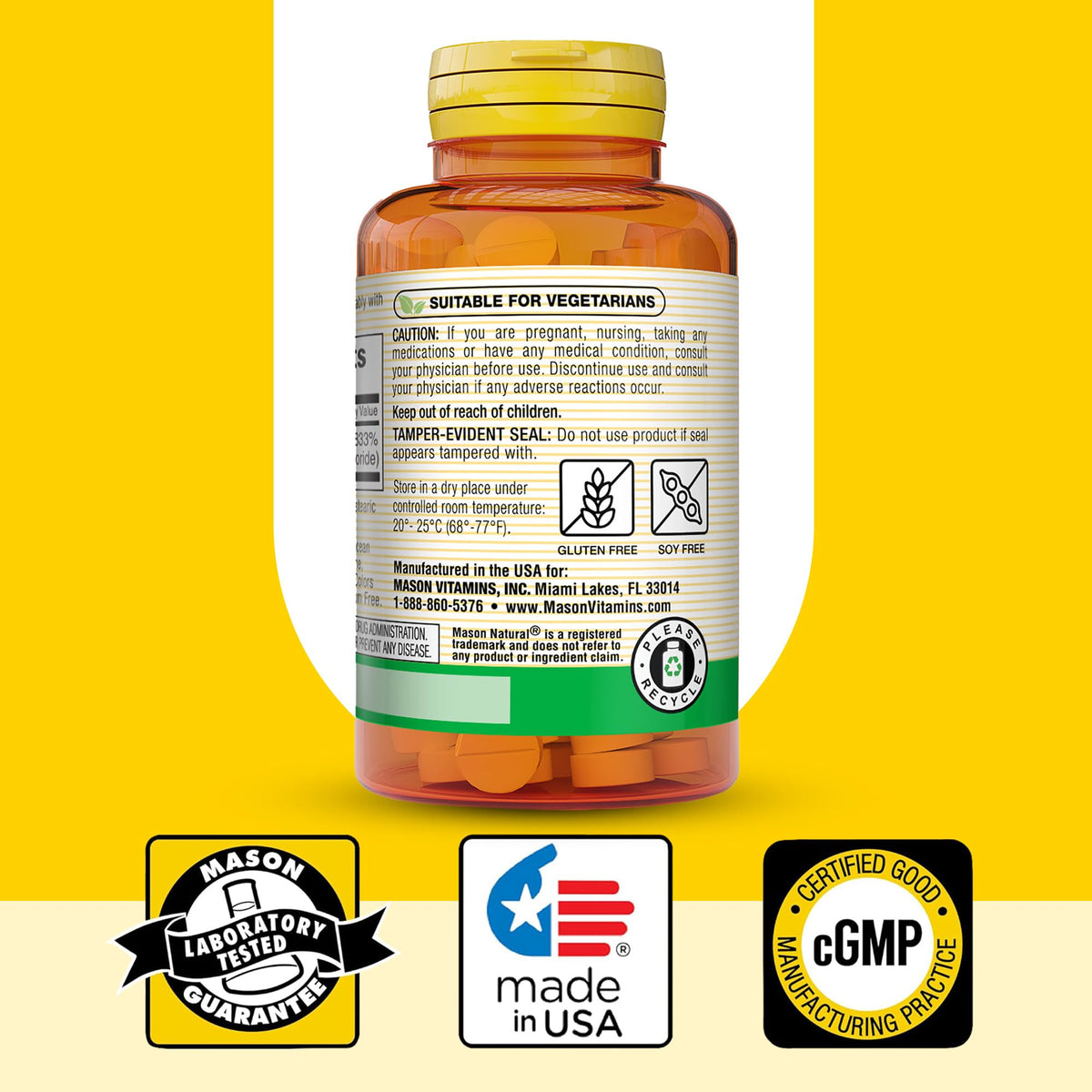 MASON NATURAL Complément Alimentaire B1 250 mg - Produit sur une table en bois