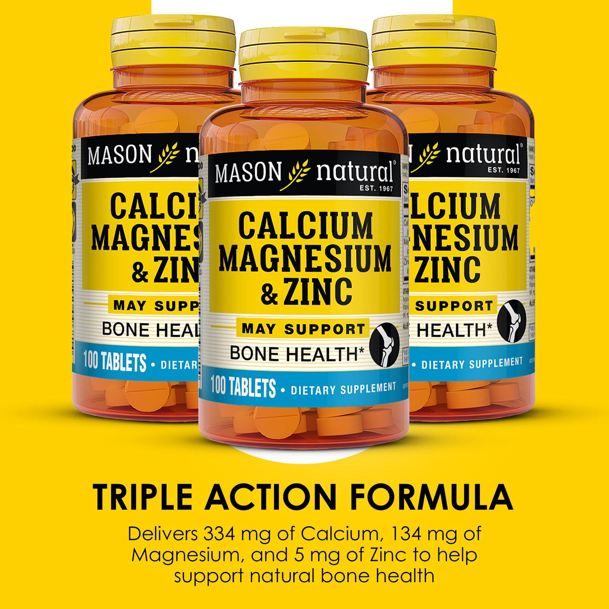 MASON NATURAL Complément Alimentaire Calcium Magnésium Zinc avec ingrédients