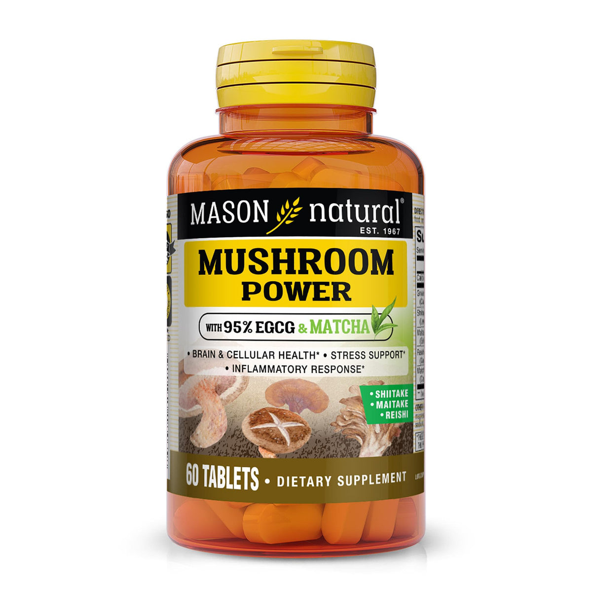 MASON NATURAL Complément Alimentaire Champignons 60 Tablettes, vue de face