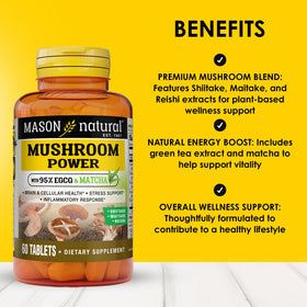 MASON NATURAL Complément Alimentaire Champignons, dos de l'emballage