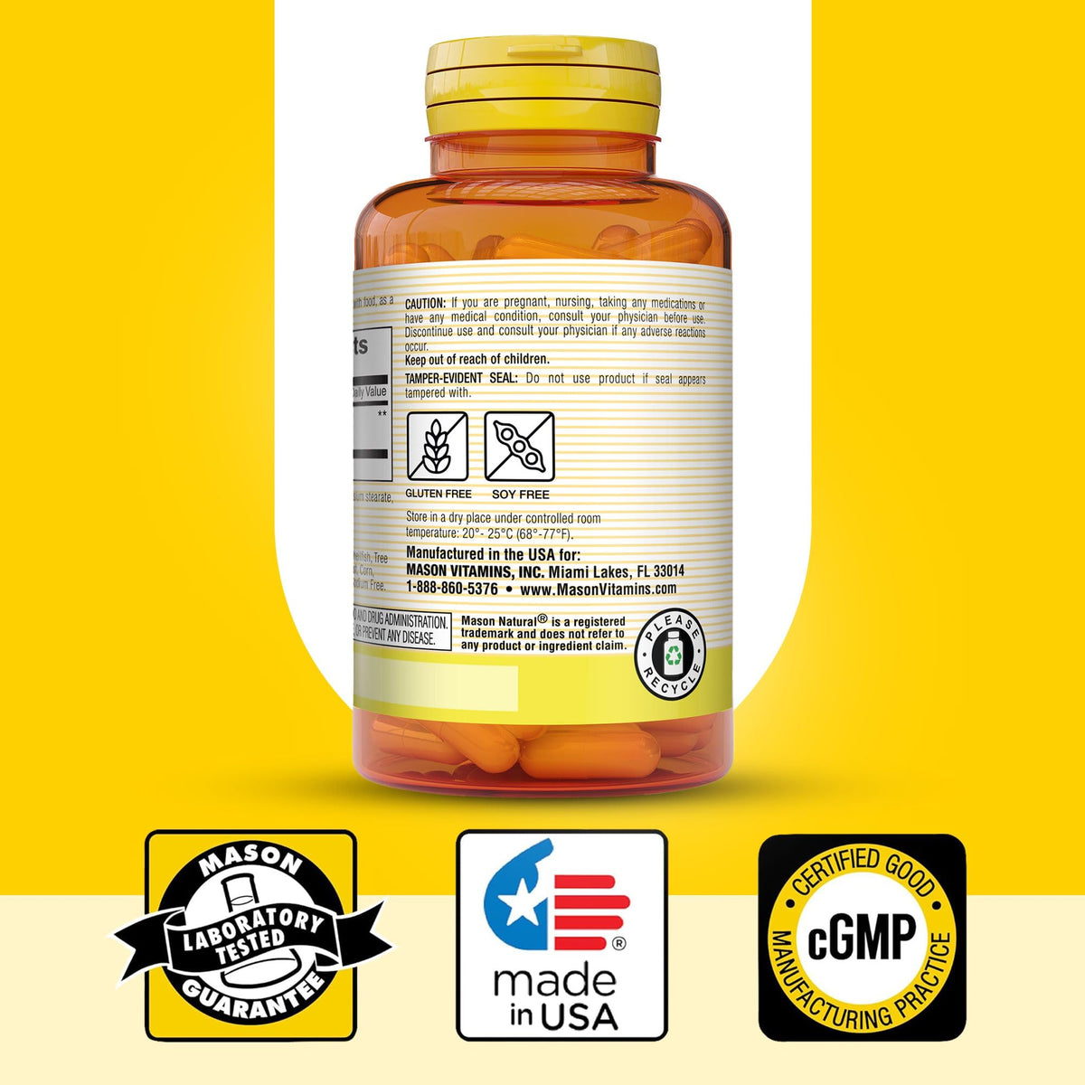 MASON NATURAL Complément Alimentaire Gingembre 500 mg, 60 Capsules - présentation des capsules
