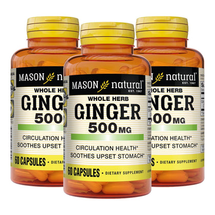 MASON NATURAL Complément Alimentaire Gingembre 500 mg, 60 Capsules - vue avant