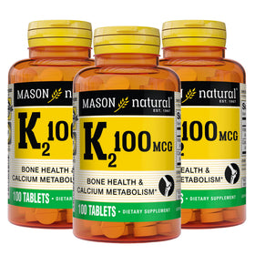 MASON NATURAL Complément Alimentaire K2 100 mcg avec Calcium, emballage avant