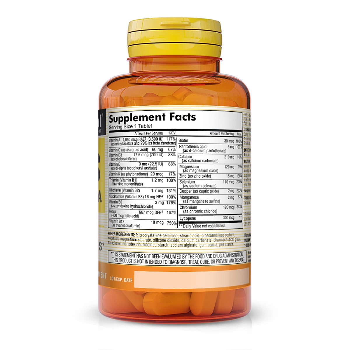 MASON NATURAL Complément Alimentaire Multivitamines Homme 100 comprimés arrière vue