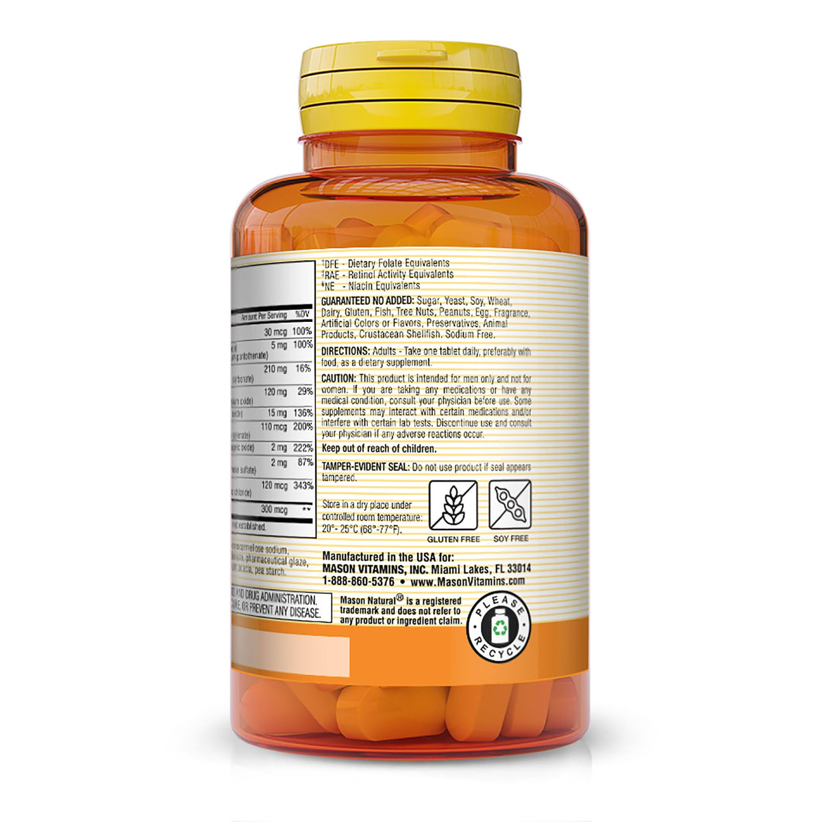 MASON NATURAL Complément Alimentaire Multivitamines Homme 100 comprimés côté vue