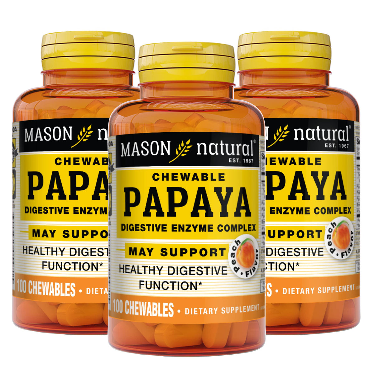 MASON NATURAL Complexe d'Enzymes de Papaye 100 Comprimés, vue de face
