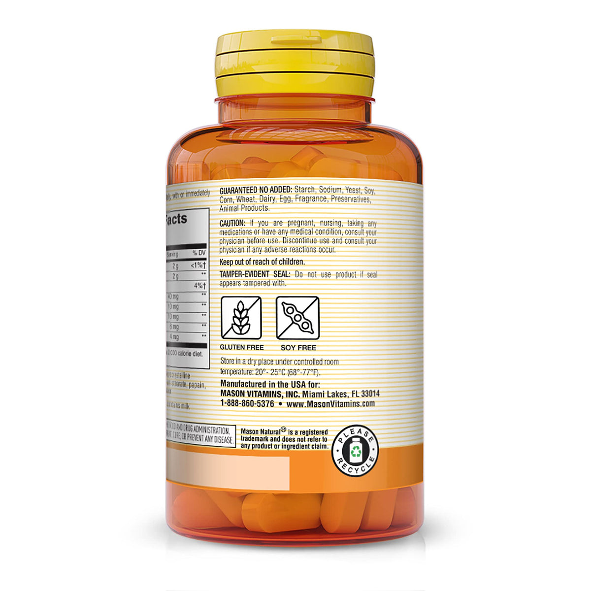MASON NATURAL Complexe d'Enzymes de Papaye, comprimés au goût pêche