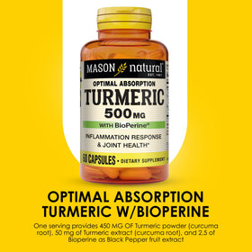 MASON NATURAL Curcuma 500 mg avec BioPerine en gros plan