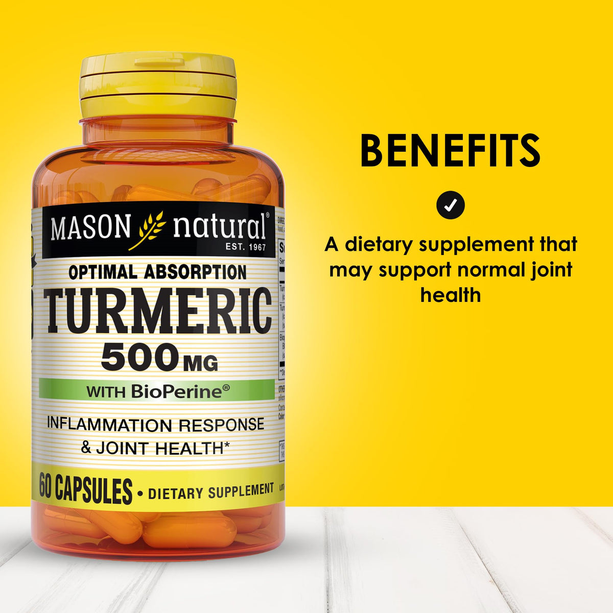 MASON NATURAL Curcuma 500 mg gélule sur fond blanc