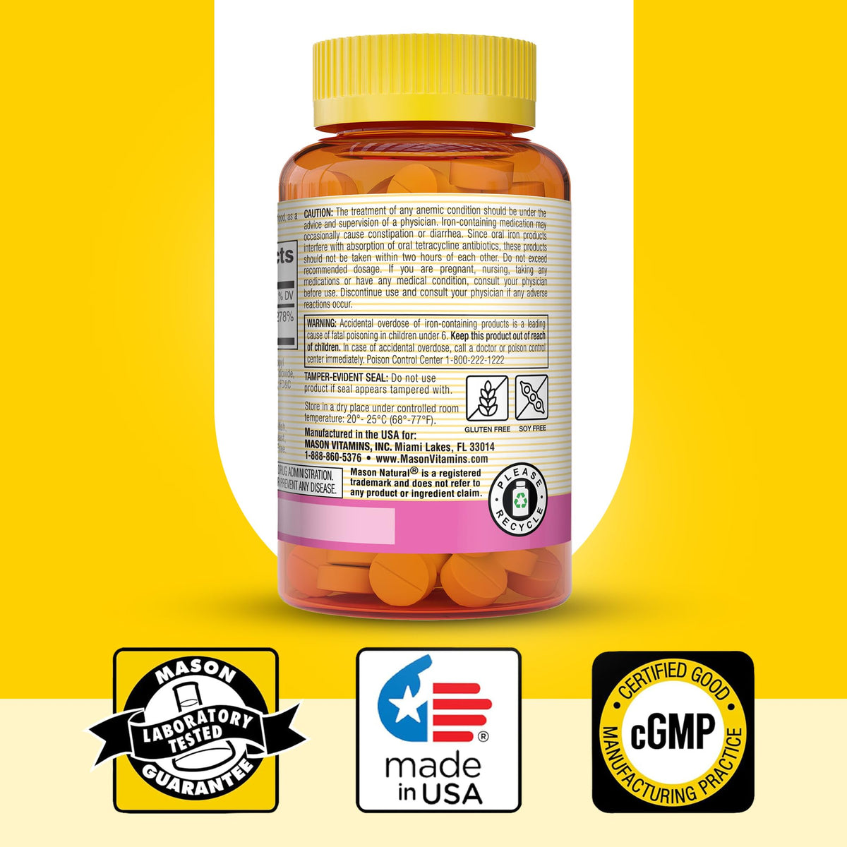 MASON NATURAL Fer Sulfate 50 mg 180 comprimés, ingrédients