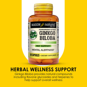 MASON NATURAL Ginkgo Biloba 60 capsules avec ginkgo feuilles