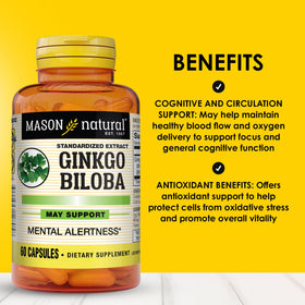 MASON NATURAL Ginkgo Biloba 60 capsules boîte arrière vue