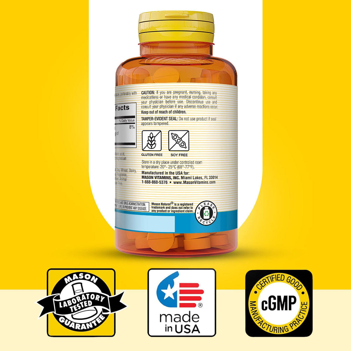 MASON NATURAL Gluconate de Magnésium 550 mg, gélules sur une table