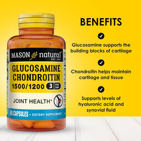MASON NATURAL Glucosamine Chondroitin 1500 mg 1200 mg Vitamine C capsules arrière