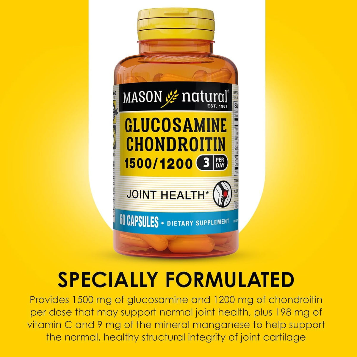 MASON NATURAL Glucosamine Chondroitin 1500 mg 1200 mg Vitamine C sur table