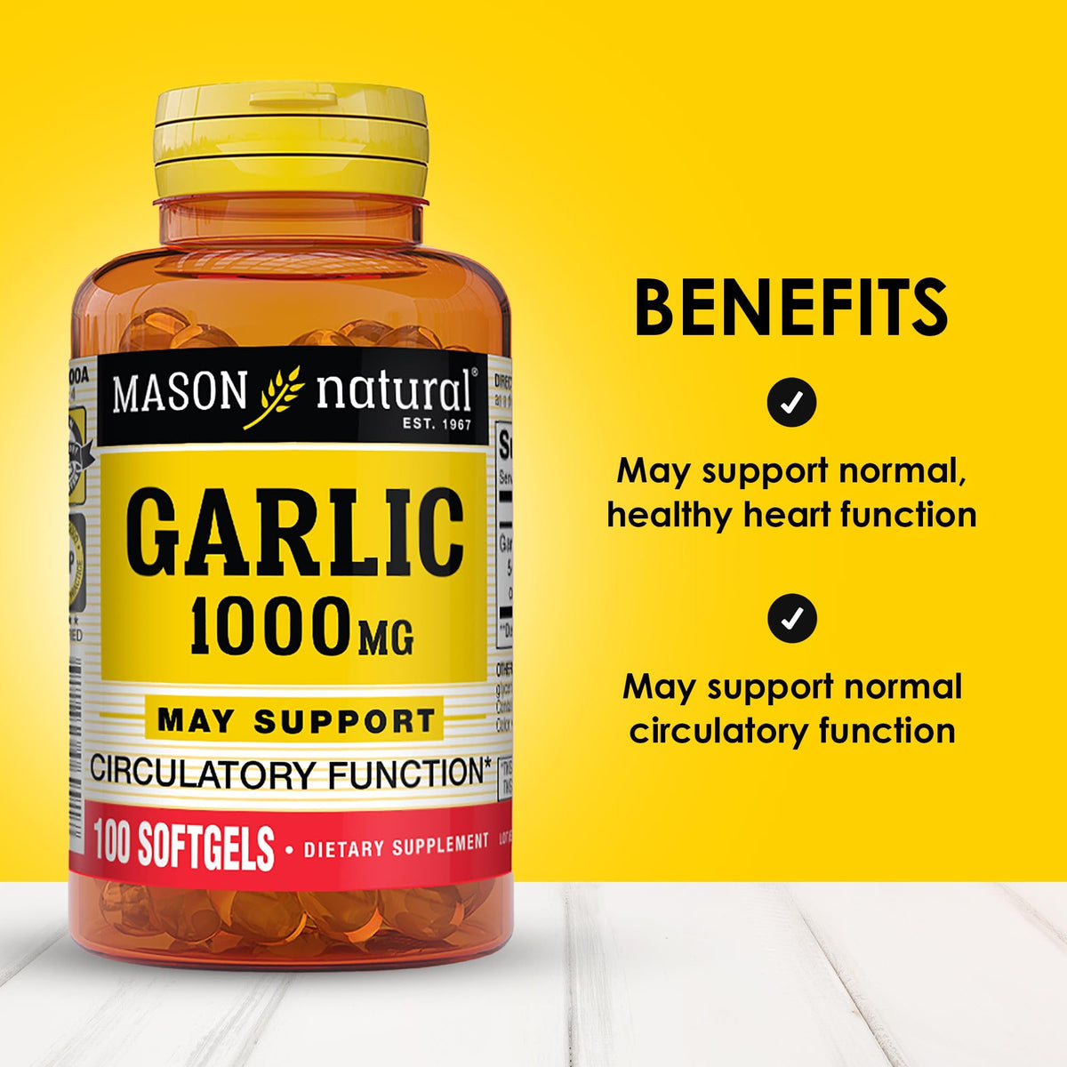 MASON NATURAL Huile d'Ail gélules molles avec vue de côté